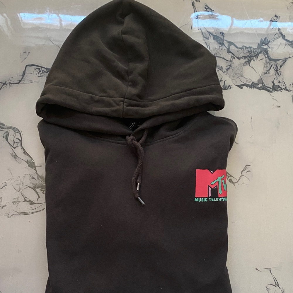 MTV Black sweat shirt Hoodie with Logo Men Medium
